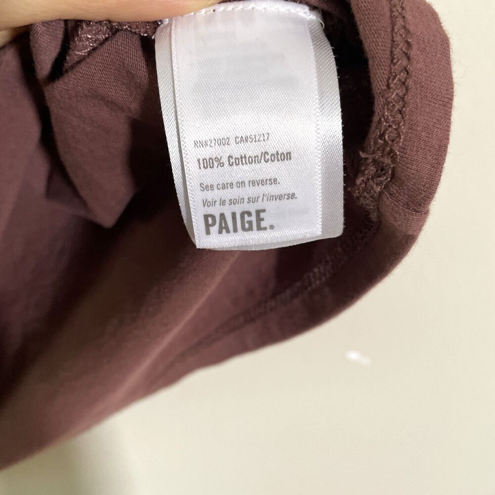 Paige Women's Erissa Ruffle Sleeve Tee Sz Small Mocha Brown Cotton Casual Office - Picture 8 of 9
